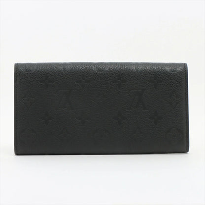 LOUIS VUITTON Monogram Empreinte Portefeuille Emilie M62369 Flap Long Wallet Black/Beige Genuine Leather