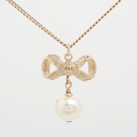 Chanel Coco Mark Ribbon Necklace 10P Gold