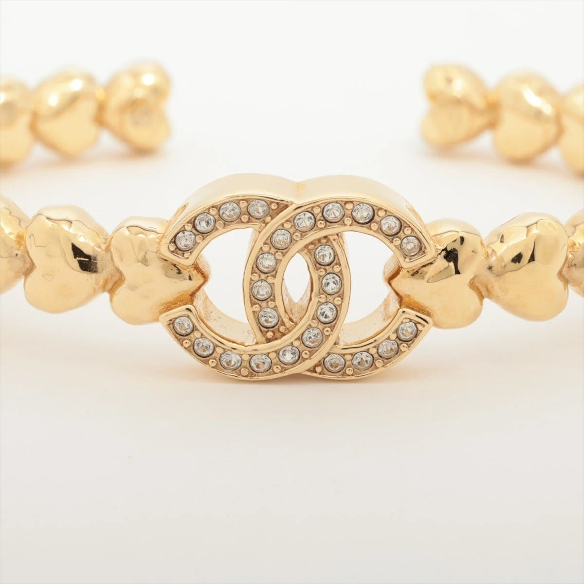 CHANEL  Coco Mark Bangle S B23P Rhinestone Gold Bracelet Bangle