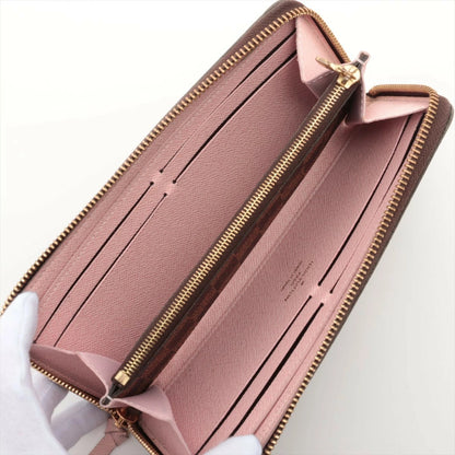 Louis Vuitton Damier Portefeuille Clemence Rose Ballerine N41626 Round Zip Long Wallet