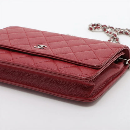 Chanel Matelasse Caviar Skin Chain Red Crossbody Bag