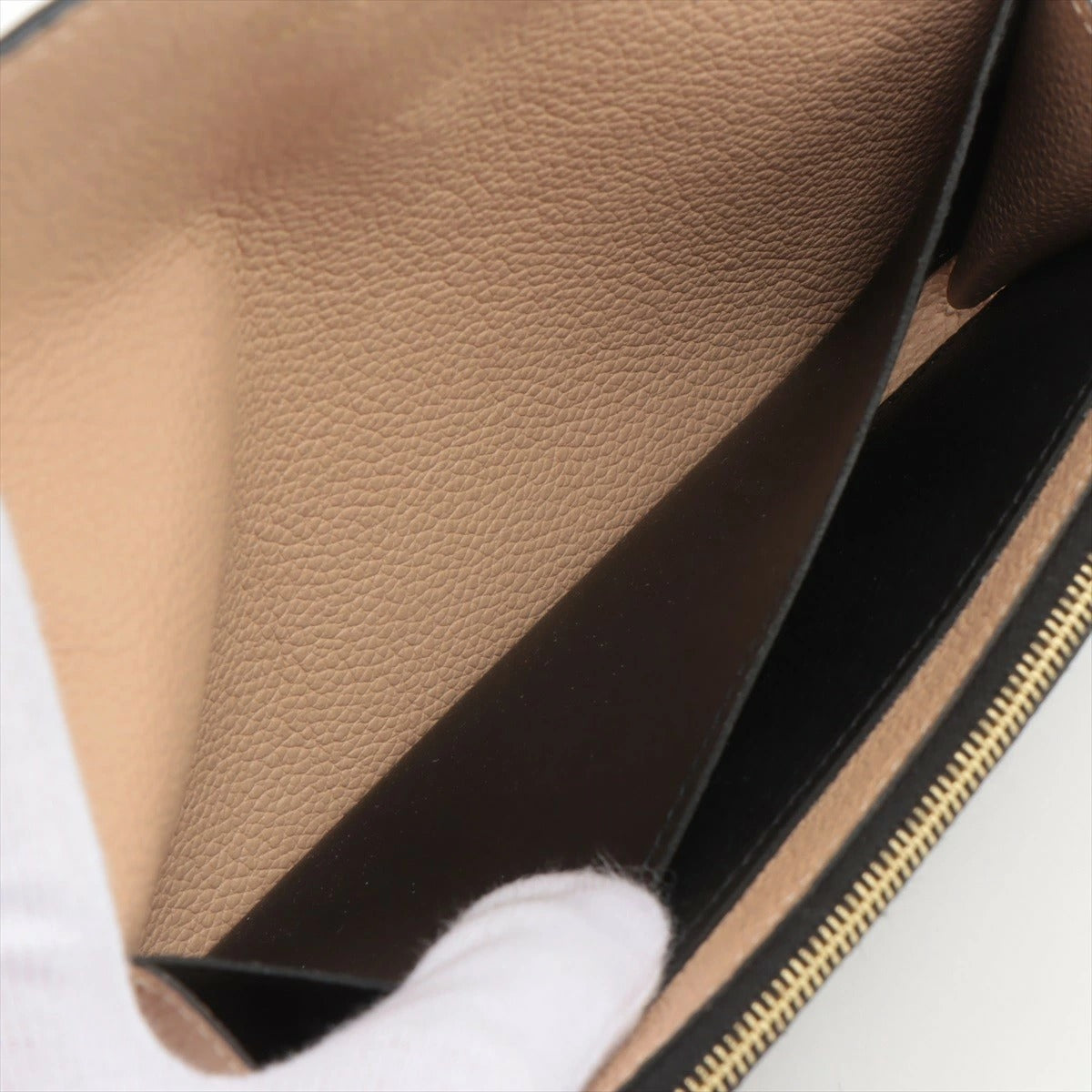 LOUIS VUITTON Monogram Empreinte Portefeuille Emilie M62369 Flap Long Wallet Black/Beige Genuine Leather