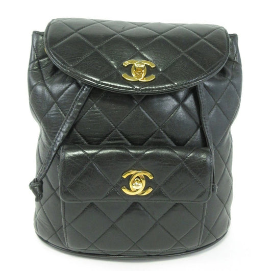 Chanel Matelasse Backpack Lamb Leather Black Rucksack