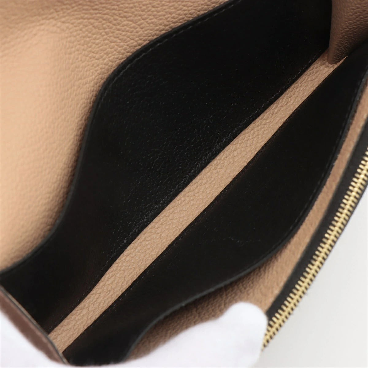 LOUIS VUITTON Monogram Empreinte Portefeuille Emilie M62369 Flap Long Wallet Black/Beige Genuine Leather