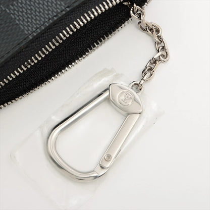 Louis Vuitton Damier Graphite Pochette Cle N60155 Good Condition Key Case Coin Case