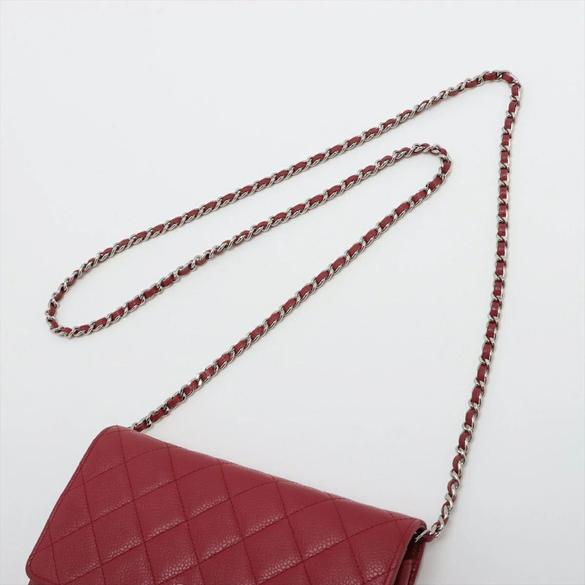 Chanel Matelasse Caviar Skin Chain Red Crossbody Bag
