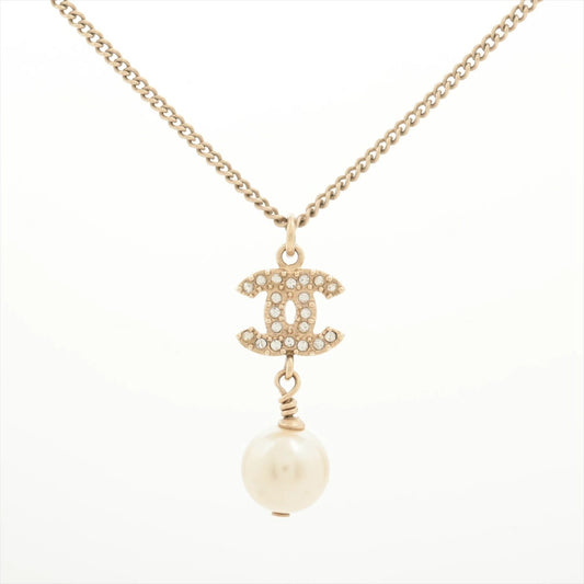 Chanel Coco Mark Necklace Rhinestone, Pearl 10P