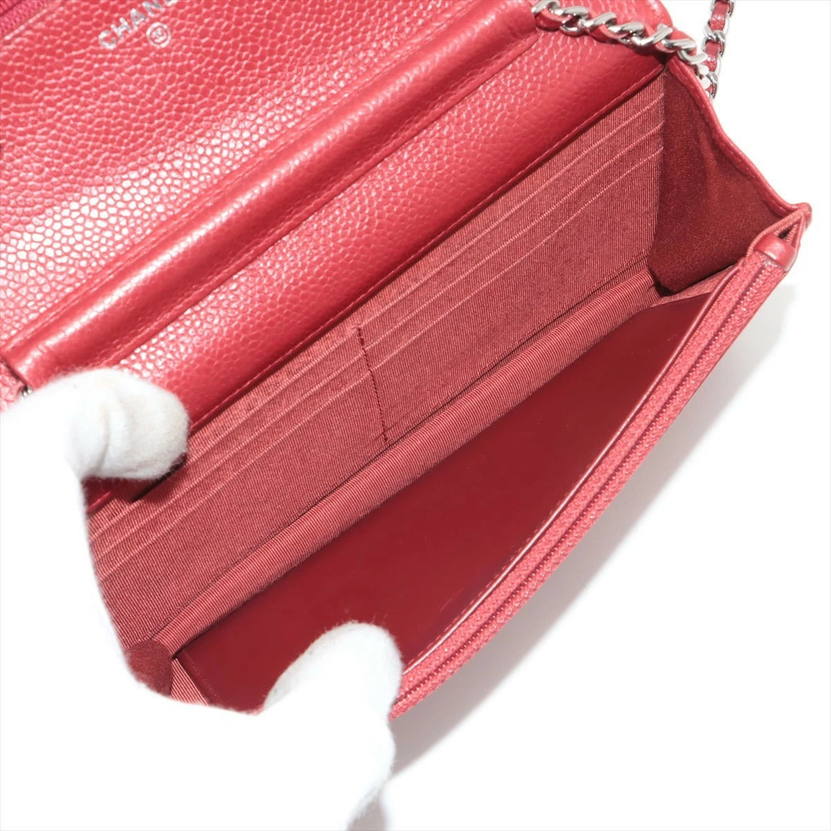 Chanel Matelasse Caviar Skin Chain Red Crossbody Bag