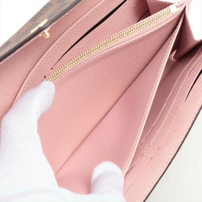 Louis Vuitton Damier Portefeuille Sarah N60144 Rose Ballerine Flap Long Wallet