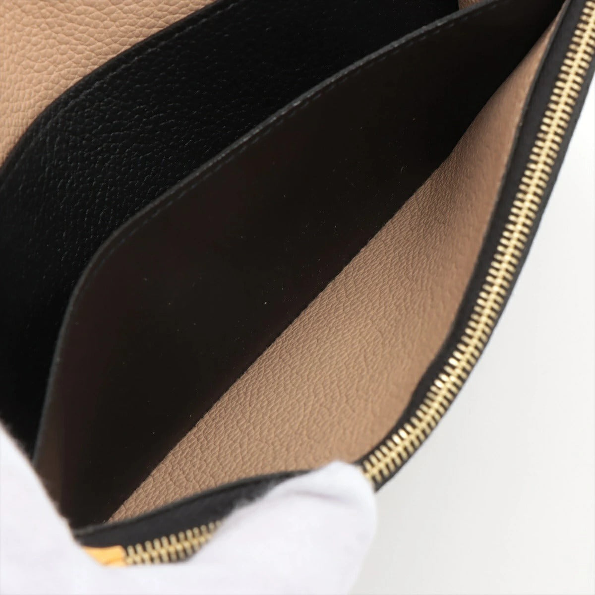 LOUIS VUITTON Monogram Empreinte Portefeuille Emilie M62369 Flap Long Wallet Black/Beige Genuine Leather