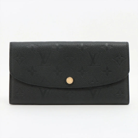 LOUIS VUITTON Monogram Empreinte Portefeuille Emilie M62369 Flap Long Wallet Black/Beige Genuine Leather