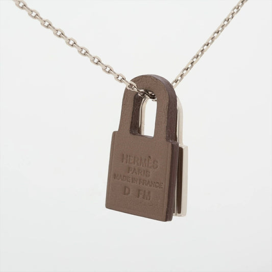 HERMES O'Kelly PM Necklace D Comes with storage bag and box Silver/Brown Necklace