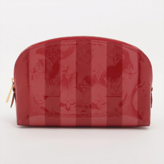 Louis Vuitton Vernis Pochette Cosmetic Rayure M91721 Red/Pink Makeup Pouch