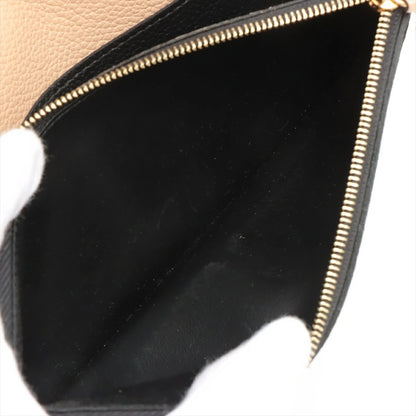 LOUIS VUITTON Monogram Empreinte Portefeuille Emilie M62369 Flap Long Wallet Black/Beige Genuine Leather