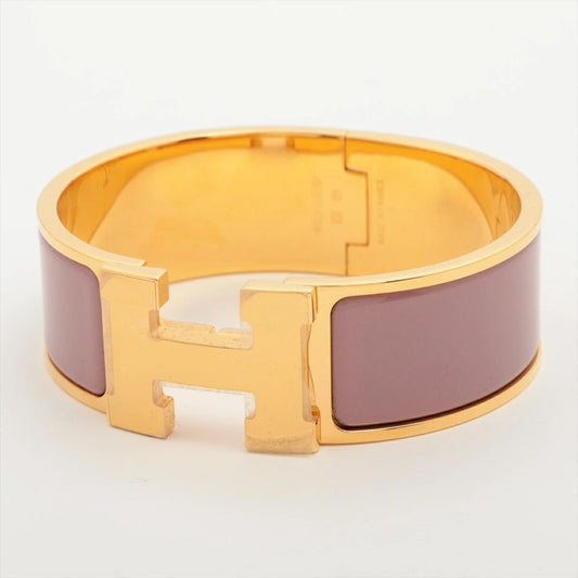 HERMES Click Crack H Bangle PM Size Gold/Purple Pink Bracelet