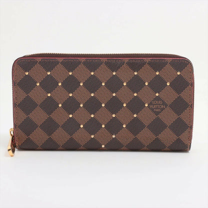 Louis Vuitton Damier Ebene Studded Zippy Wallet N60122 Round Zip