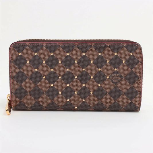 Louis Vuitton Damier Ebene Studded Zippy Wallet N60122 Round Zip