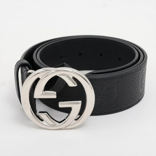 GUCCI Interlocking G Belt 794196 Silver/Black Size 90