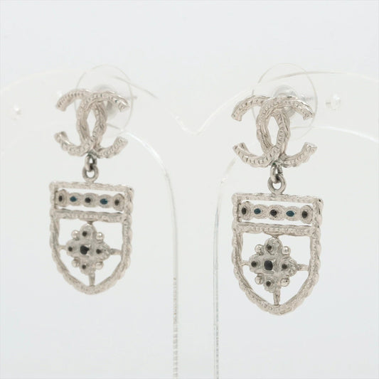 CHANEL Coco Mark Earrings B15B Silver Stone Earrings