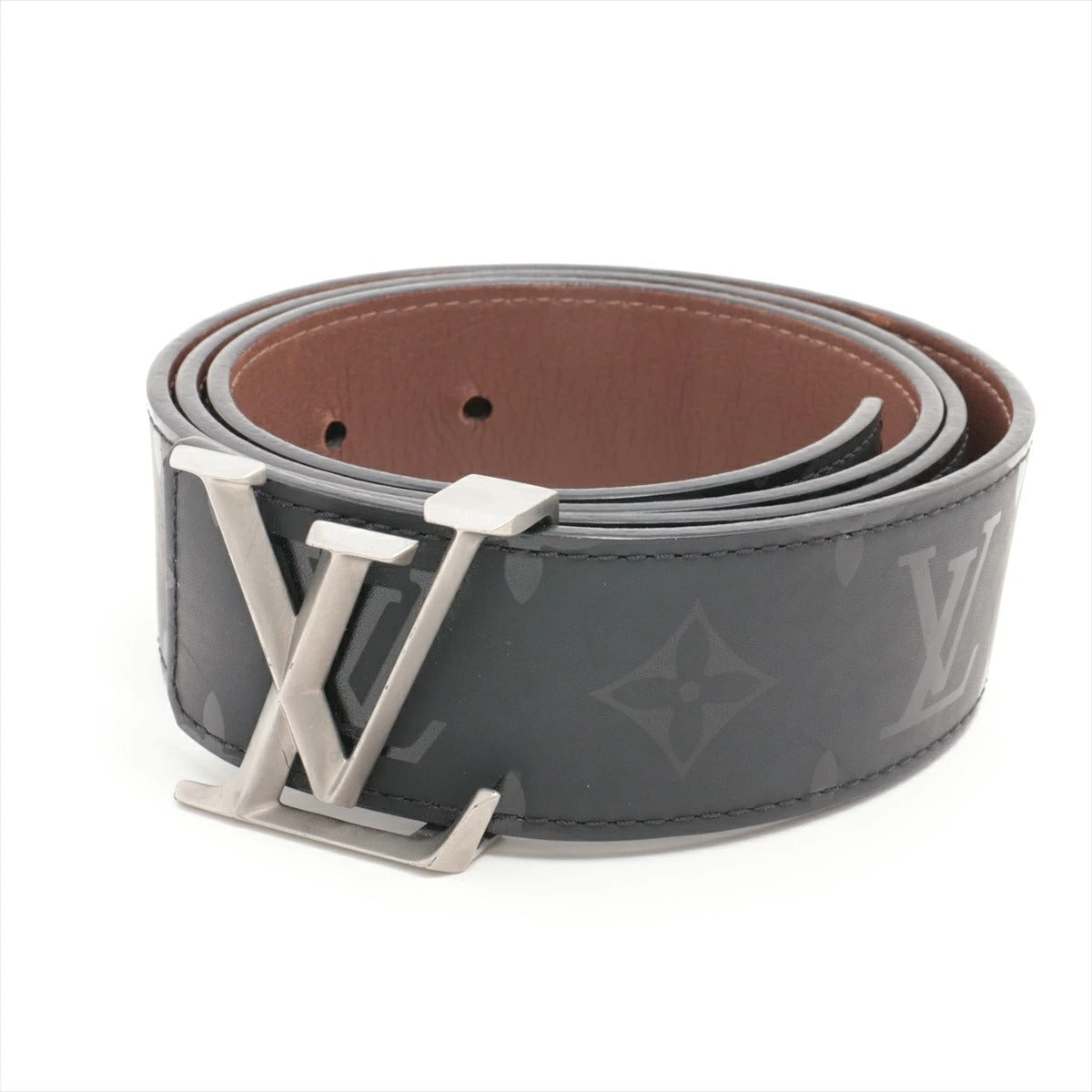 LOUIS VUITTON Santur LV Initial Pyramid Belt M9346 Black/Silver