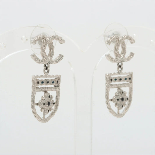 CHANEL Coco Mark Earrings B15B Silver Stone Earrings