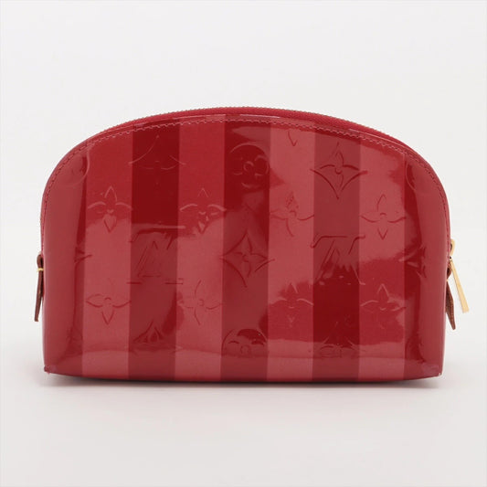 Louis Vuitton Vernis Pochette Cosmetic Rayure M91721 Red/Pink Makeup Pouch
