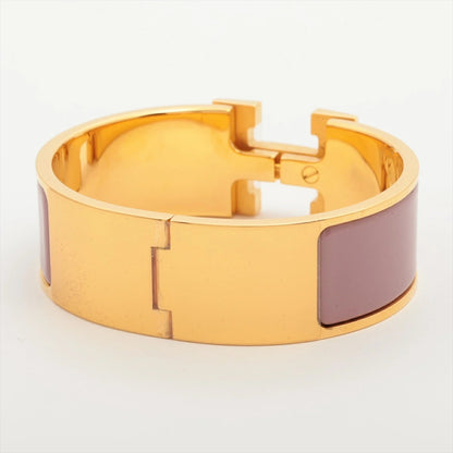 HERMES Click Crack H Bangle PM Size Gold/Purple Pink Bracelet