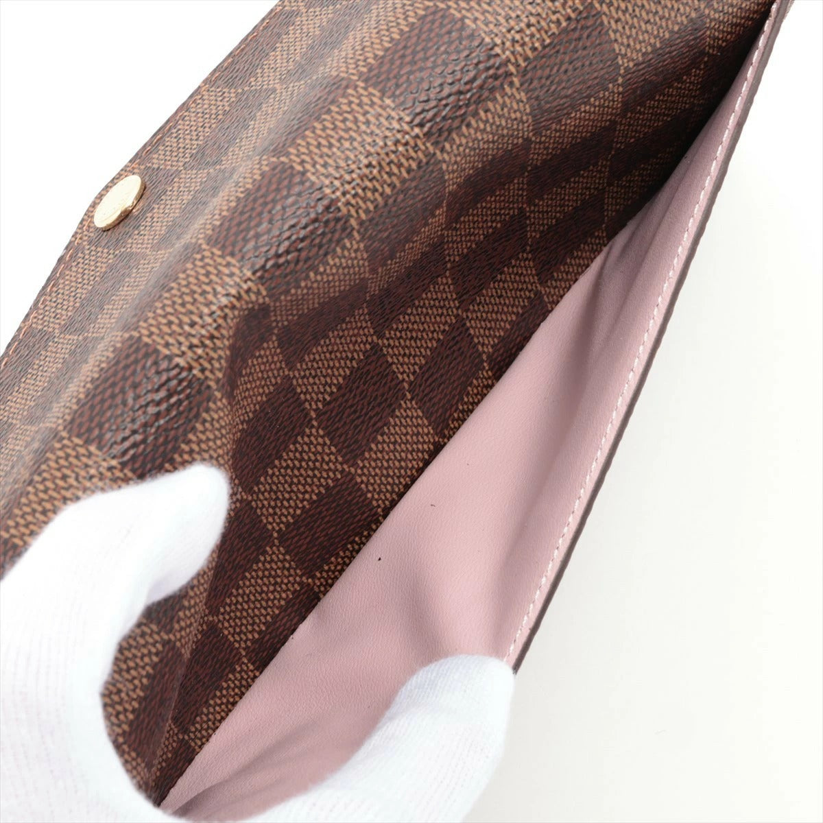 Louis Vuitton Damier Portefeuille Sarah N60144 Rose Ballerine Flap Long Wallet