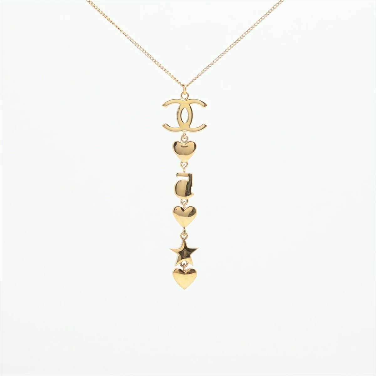 CHANEL Coco Mark Necklace B19B Gold, Pearl, Rhinestone Necklace