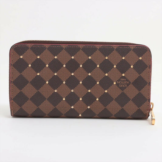 Louis Vuitton Damier Ebene Studded Zippy Wallet N60122 Round Zip