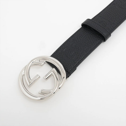 GUCCI Interlocking G Belt 794196 Silver/Black Size 90