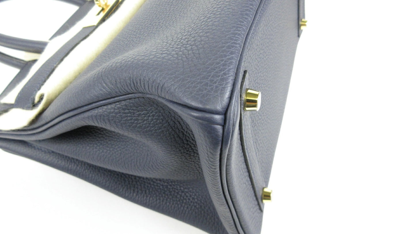 Birkin 30 Togo Blue Nuit gold hardware Z stamp