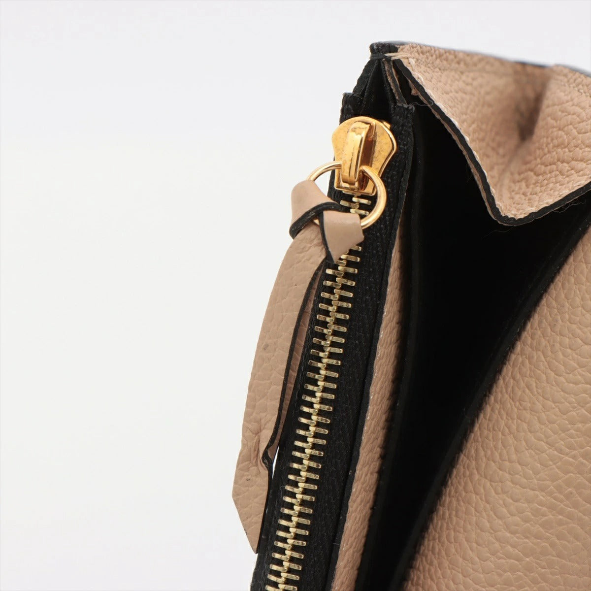 LOUIS VUITTON Monogram Empreinte Portefeuille Emilie M62369 Flap Long Wallet Black/Beige Genuine Leather