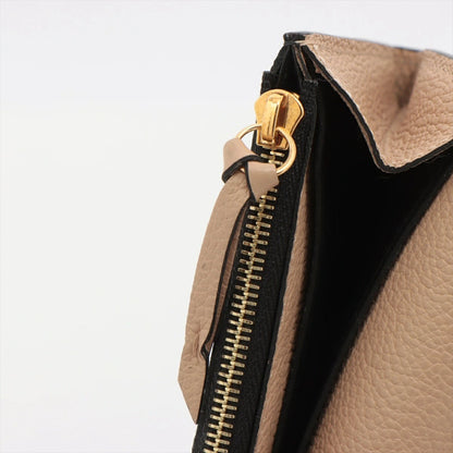LOUIS VUITTON Monogram Empreinte Portefeuille Emilie M62369 Flap Long Wallet Black/Beige Genuine Leather