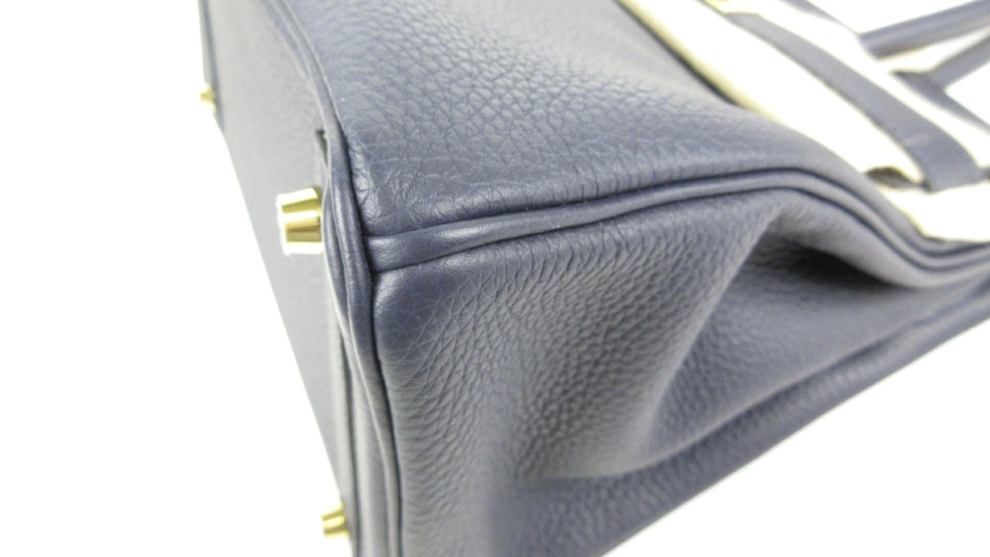 Birkin 30 Togo Blue Nuit gold hardware Z stamp