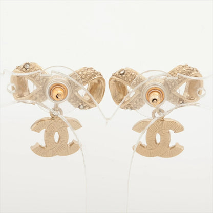 CHANEL Coco Mark Ribbon Earrings B16P Gold Rhinestone