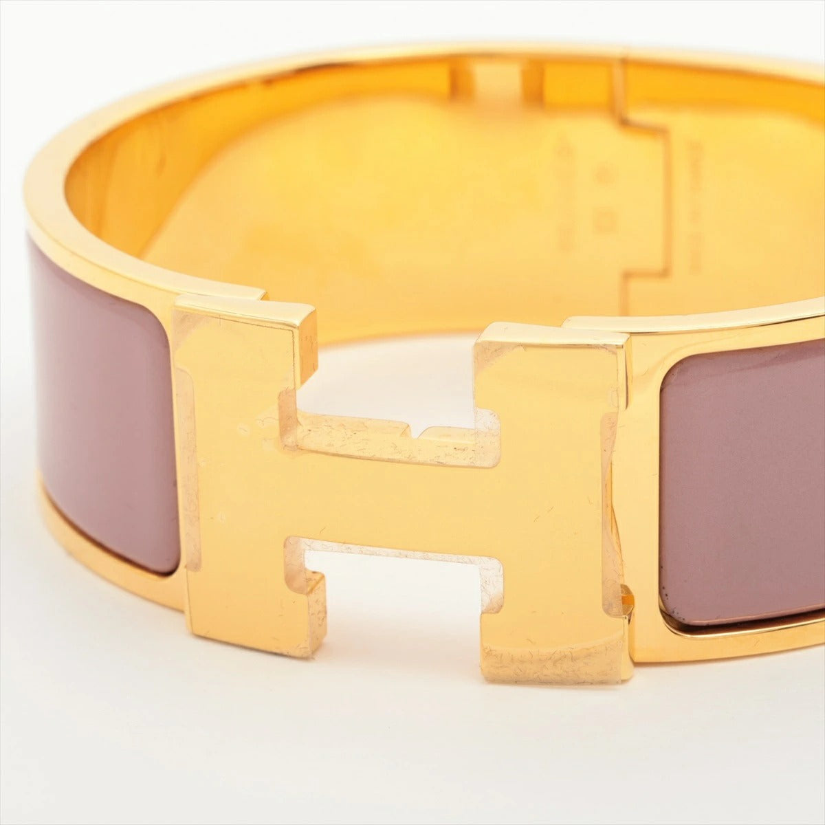 HERMES Click Crack H Bangle PM Size Gold/Purple Pink Bracelet