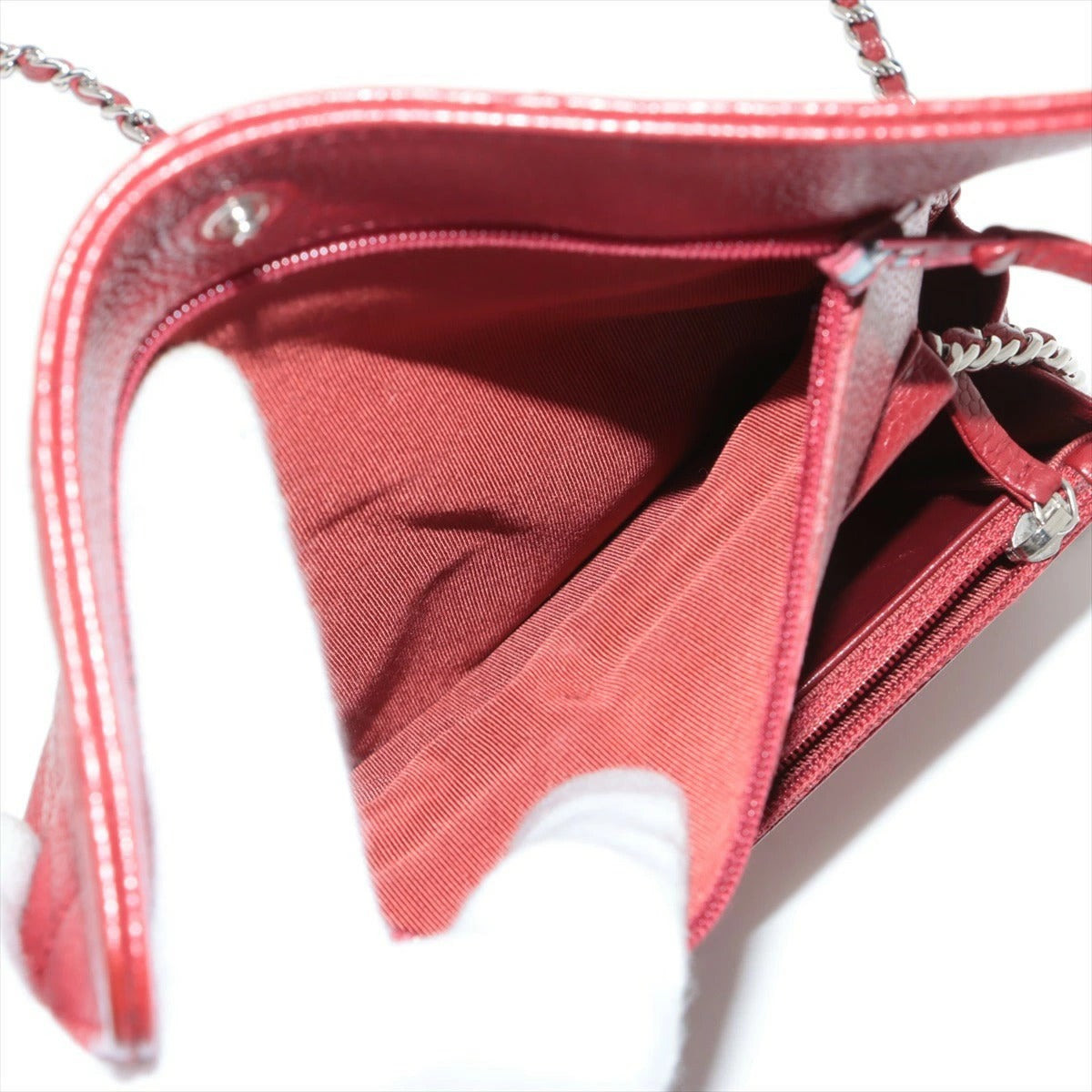 Chanel Matelasse Caviar Skin Chain Red Crossbody Bag