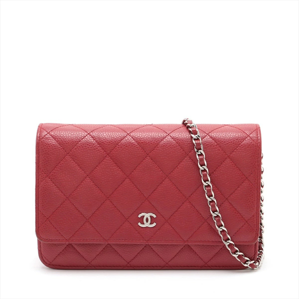 Chanel Matelasse Caviar Skin Chain Red Crossbody Bag