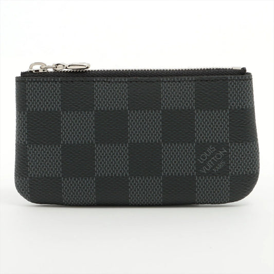 Louis Vuitton Damier Graphite Pochette Cle N60155 Good Condition Key Case Coin Case