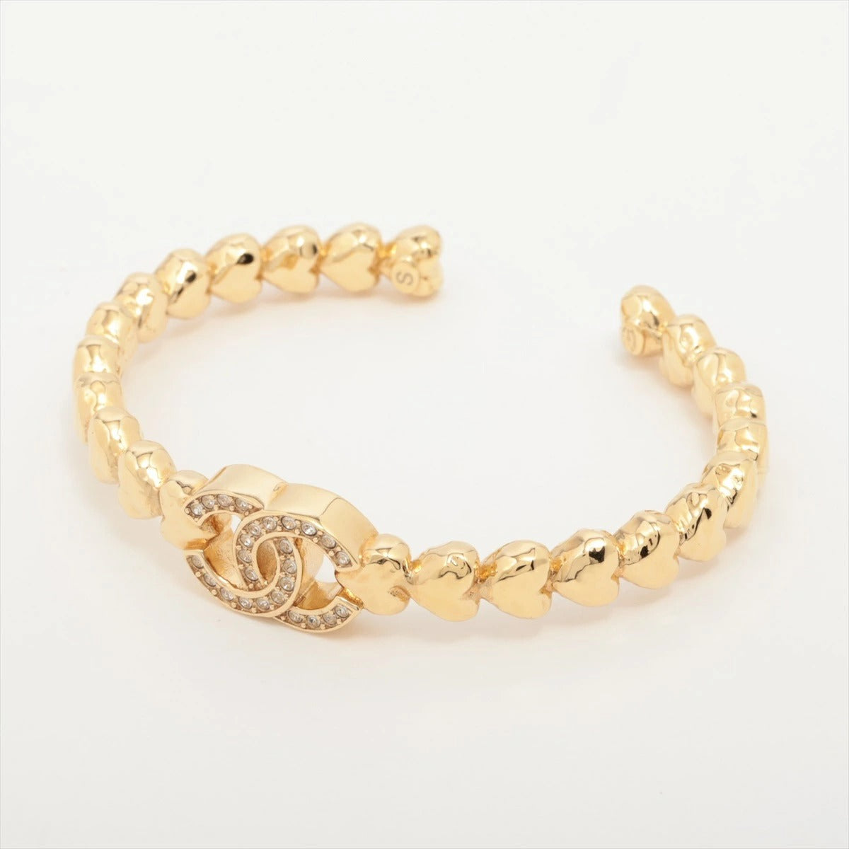 CHANEL  Coco Mark Bangle S B23P Rhinestone Gold Bracelet Bangle