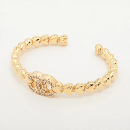 CHANEL  Coco Mark Bangle S B23P Rhinestone Gold Bracelet Bangle
