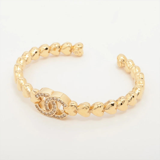 CHANEL  Coco Mark Bangle S B23P Rhinestone Gold Bracelet Bangle