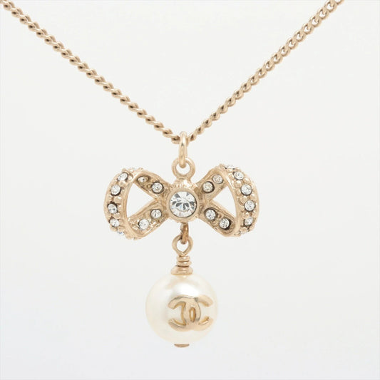 Chanel Coco Mark Ribbon Necklace 10P Gold