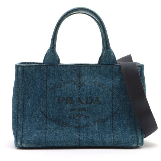 Prada Canapa Denim Handbag Small Tote Bag