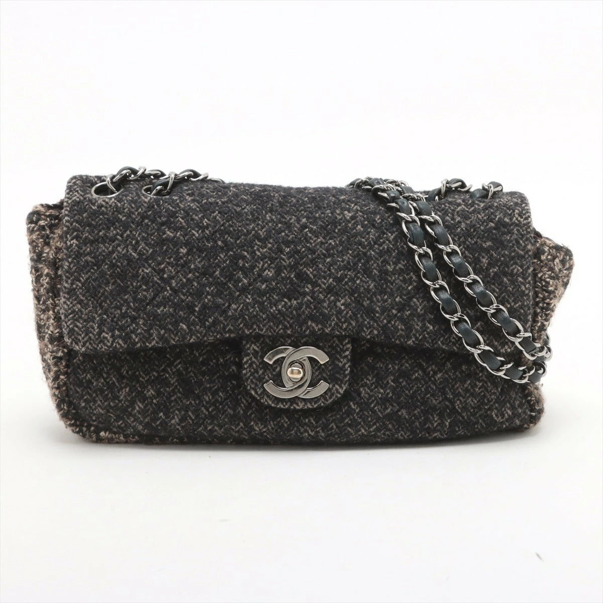 CHANEL Coco Mark Tweed Chain Shoulder Bag W- 10th Series Seal Included