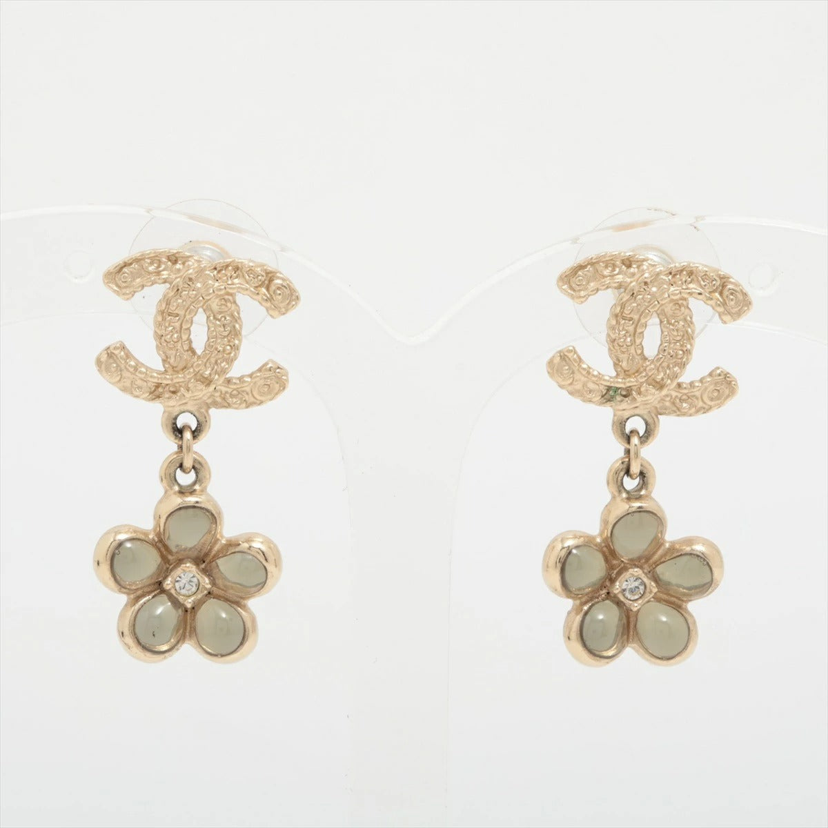 Chanel Coco Mark Earrings A18C Flower Rhinestone