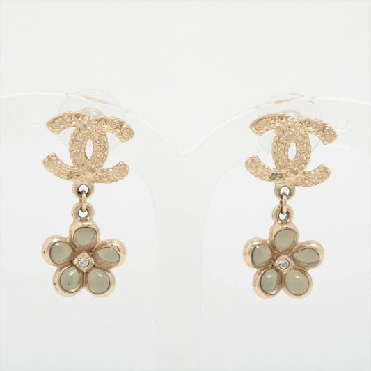 Chanel Coco Mark Earrings A18C Flower Rhinestone