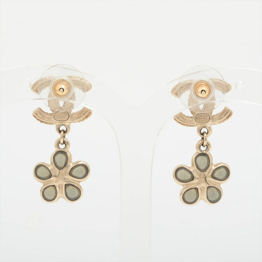 Chanel Coco Mark Earrings A18C Flower Rhinestone