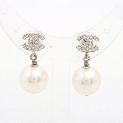 Chanel Coco Mark Earrings B19V, Pearl Rhinestone